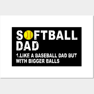 Softball Dad like A Baseball but with Bigger Balls Father's Posters and Art